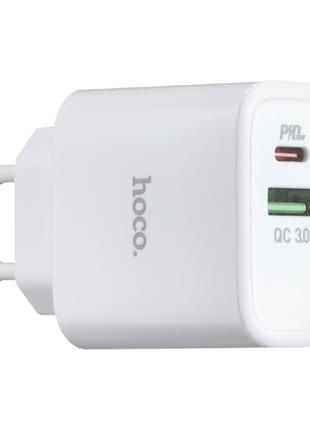 СЗУ Hoco C57A Speed charger PD+QC3.0 charger(EU) 2USB 3.1A White