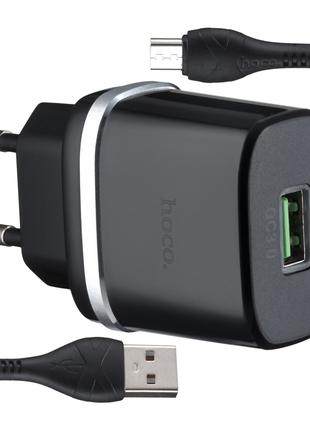 СЗУ Hoco C12Q Smart QC3.0 charger set Micro (EU) Black