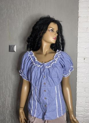 Блуза большого размера блузка в австрийском стиле принт в клет...