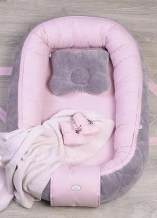 Кокон-гніздечко для новонароджених Baby Veres Velour Taup-rose