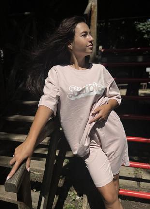 Летний костюм oversize unisex - barbie (шорты + футболка)