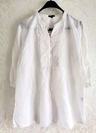 Неймовірна біла блуза вишиванка, 100% льон, батал