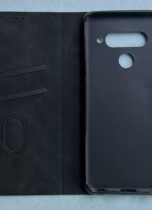 Чехол-книжка для LG V50 ThinQ чёрный, высококачественная искус...