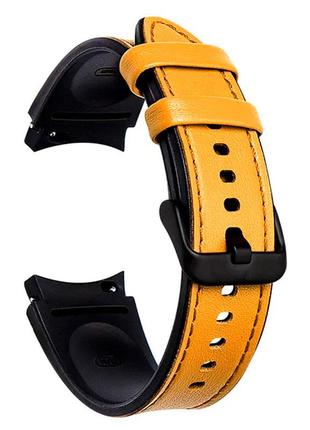 Кожаный ремешок SLICK для Samsung Galaxy Watch 6 44mm желтый 20мм