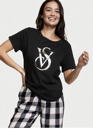 Пижама victoria’s secret cotton &amp; flannel tee-jama set