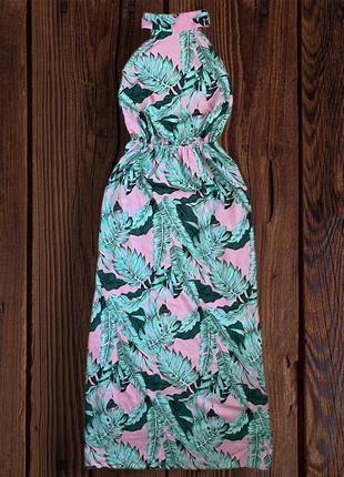 Пляжное платье пальмы листья тропический принт сарафан туника ...