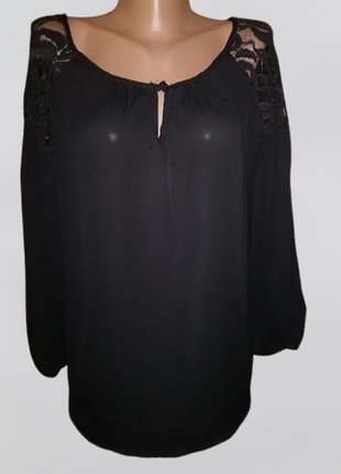 💖💖💖красивая черная женская кофта, блузка с кружевными вставкам...