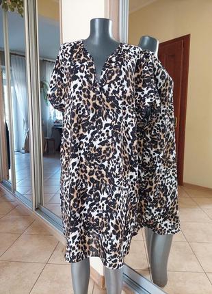 Стильное в леопардовый принт платье 👗 рубашка большого размера