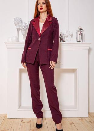 Жіночий костюм штани + піджак вишневого кольору 104R1285 від м...