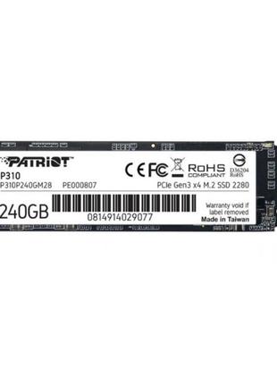 SSD Patriot P310 240GB M.2 2280 NVMe PCIe 3.0 3D TLC (P310P240...
