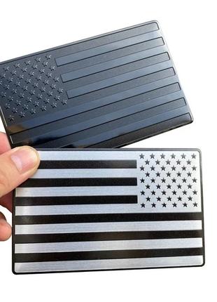 Эмблема флаг США (хром+чёрный, глянец + матовый) на крышку баг...