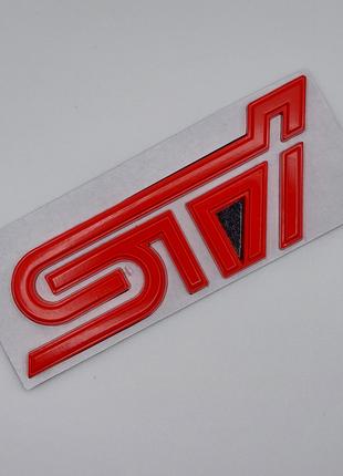 Емблема STI на задню частину, Subaru (метал, червоний, глянець)