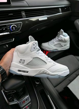 Чоловічі кросівки Nike Air Jordan 5 Retro White Silver Reflective