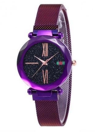 Женские часы starry sky watch на магнитной застёжке фиолетовые