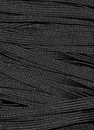 Тасьма поліестер чорний шнур плоский 10мм, моток 100м