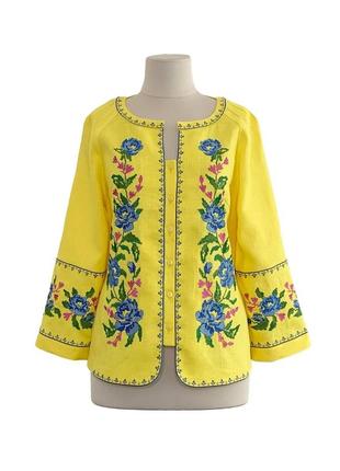 Блуза надія жовта  вишиванка, льняна, галерея льону, 48-60рр.