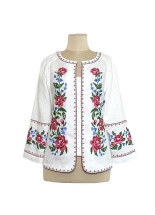 Блуза надія біла  вишиванка, льняна, галерея льону, 48-60рр.