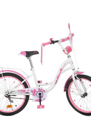 Велосипед детский prof1 y2025 20 дюймов, бело-малиновый