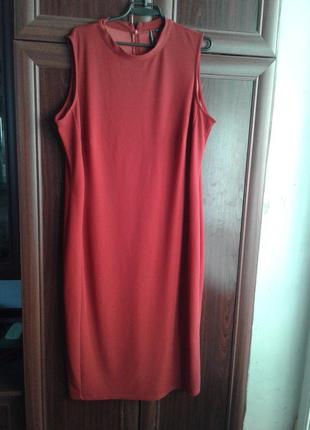 Базовое красно-коралловое платье- футляр capsule cупер батал