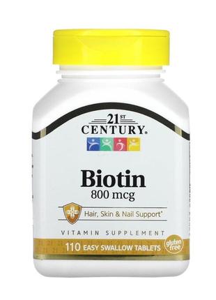 Биотин, 800&nbsp;мкг, 110&nbsp;таблеток biotin 21 century