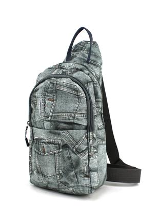 Однолямочный рюкзак слин Wallaby 112.47 серый джинс
