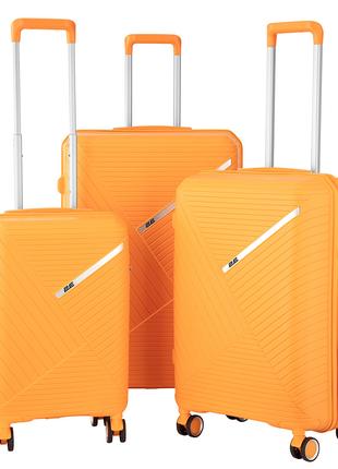 Комплект пластиковых чемоданов 2E SIGMA 4 колеса оранжевый