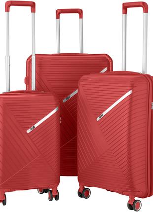 Комплект пластиковых чемоданов 2E SIGMA 4 колеса красный