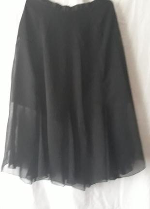 Новая шифоновая  черная юбка на подкладке супер