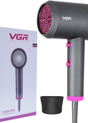 Профессиональный фен VGR V400, 2000 Вт / Мощный фен с насадкой