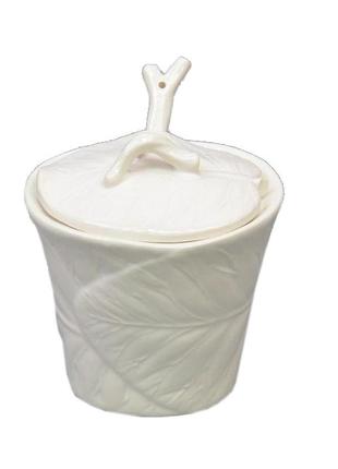 Сахарница с ложечкой керамика белая