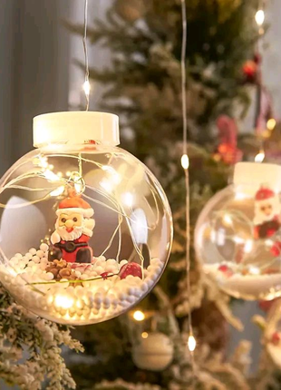 Гирлянда занавес штора Шары с наполнением Дед Мороз, 3.0м, 10 шар