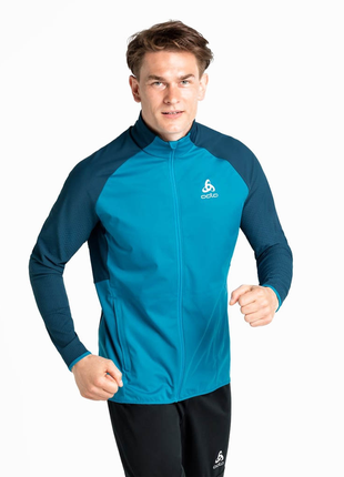 Спортивная ветровка odlo zeroweight warm hybrid jacket man blue
