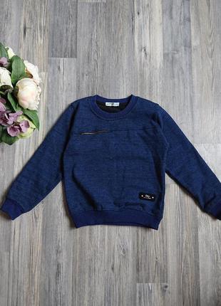 Красивый синий джемпер на мальчика 4-5 лет свитер пуловер кофта