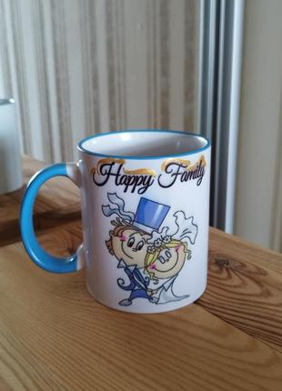 Чашка керамическая с принтом счастливая семья