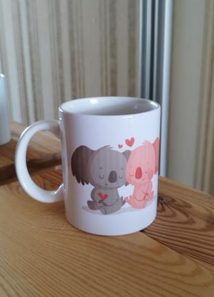 Чашка керамическая с принтом коалы