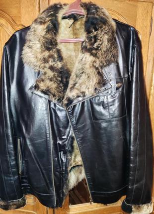 Кожаная зимняя куртка-косуха fashion house, turkey
