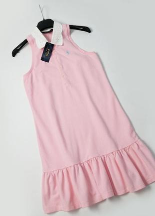 Брендовое платье с воротником на девочку polo ralph lauren
