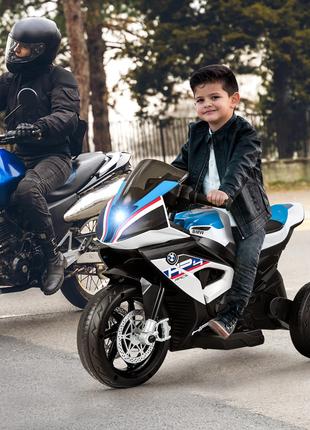 Детский трехколесный электро мотоцикл BMW (белый цвет)