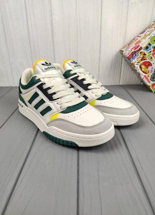 Adidas drop step low white green