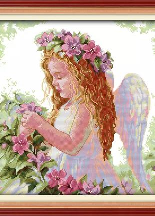 Набор для вышивания крестиком " Маленький цветочный ангел" (35...