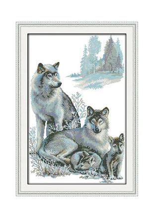 Набор для вышивания крестиком " Семья волков", размер полотна ...