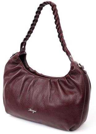 Гарна жіноча сумка-багет KARYA 20839 шкіряна Бордовий