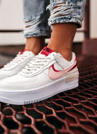 Новые женские кроссовки белые с розовым и красным nike air for...