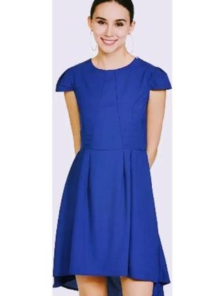 Topshop потрясающее синее платье с удлиненной спинкой, р.34, xs