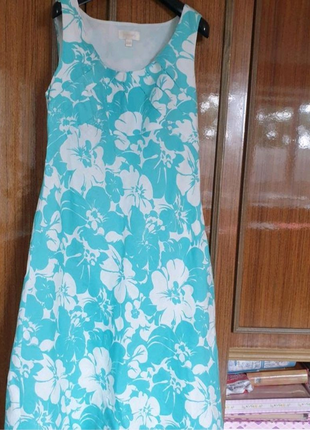 Плаття льон 100 % в голубі квіти