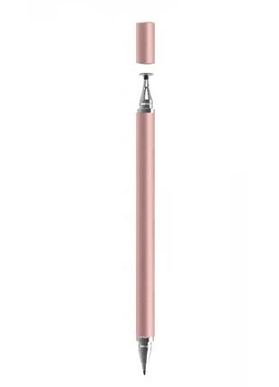 Универсальный стилус розовый+ ручка с черной пастой 2в1 для см...