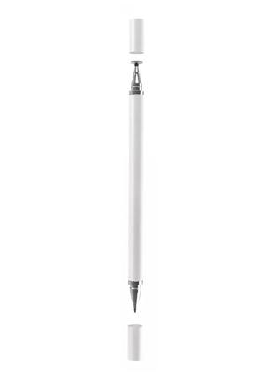 Универсальный стилус белый + ручка с черной пастой 2в1 для сма...