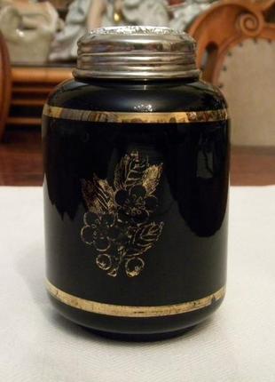 Антикварная чайница кобальт цветное стекло ссср 1940 - 1950 годов