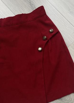 Винтажная красная юбка миди с разрезом с высокой талией