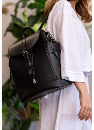 Кожаный женский рюкзак Олсен черный краст